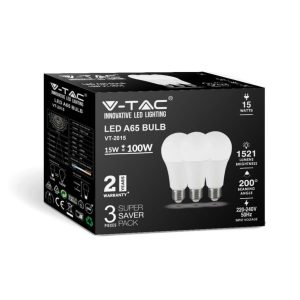 V-TAC LED žarulja 15w E27 A65 4000K, 3 komada u pakiranju 212820 - Slika 1