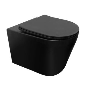 EVEREST WC školjka RIMLESS konzolna matt crna + WC daska soft close matt crna - Slika 1
